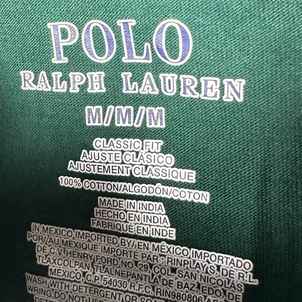 Polo Ralph Lauren T-Shirt Mens Medium Forest Green Classic Fit Short Sleeve Tee